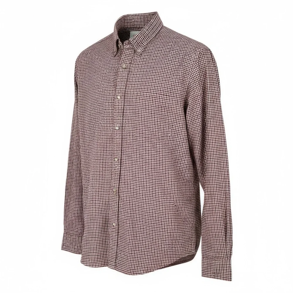 J. Crew Mens Slim Fit Button‎ Down Shirt Long Sleeve Gingham Red Blue Size Large